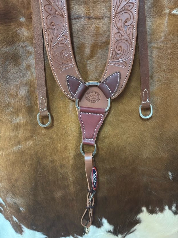 Heavy Pulling Breast Collar | Swirl Hand Tooling, Premium Leather, USA Made