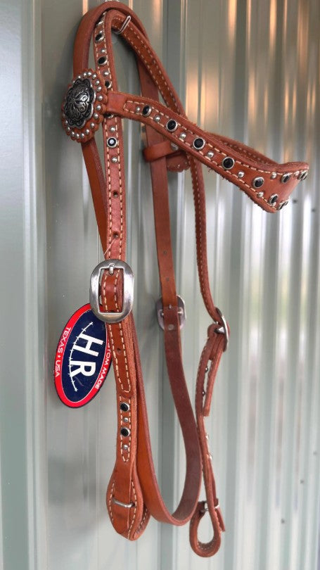 Black Rhinestone Scalloped Browband Headstall