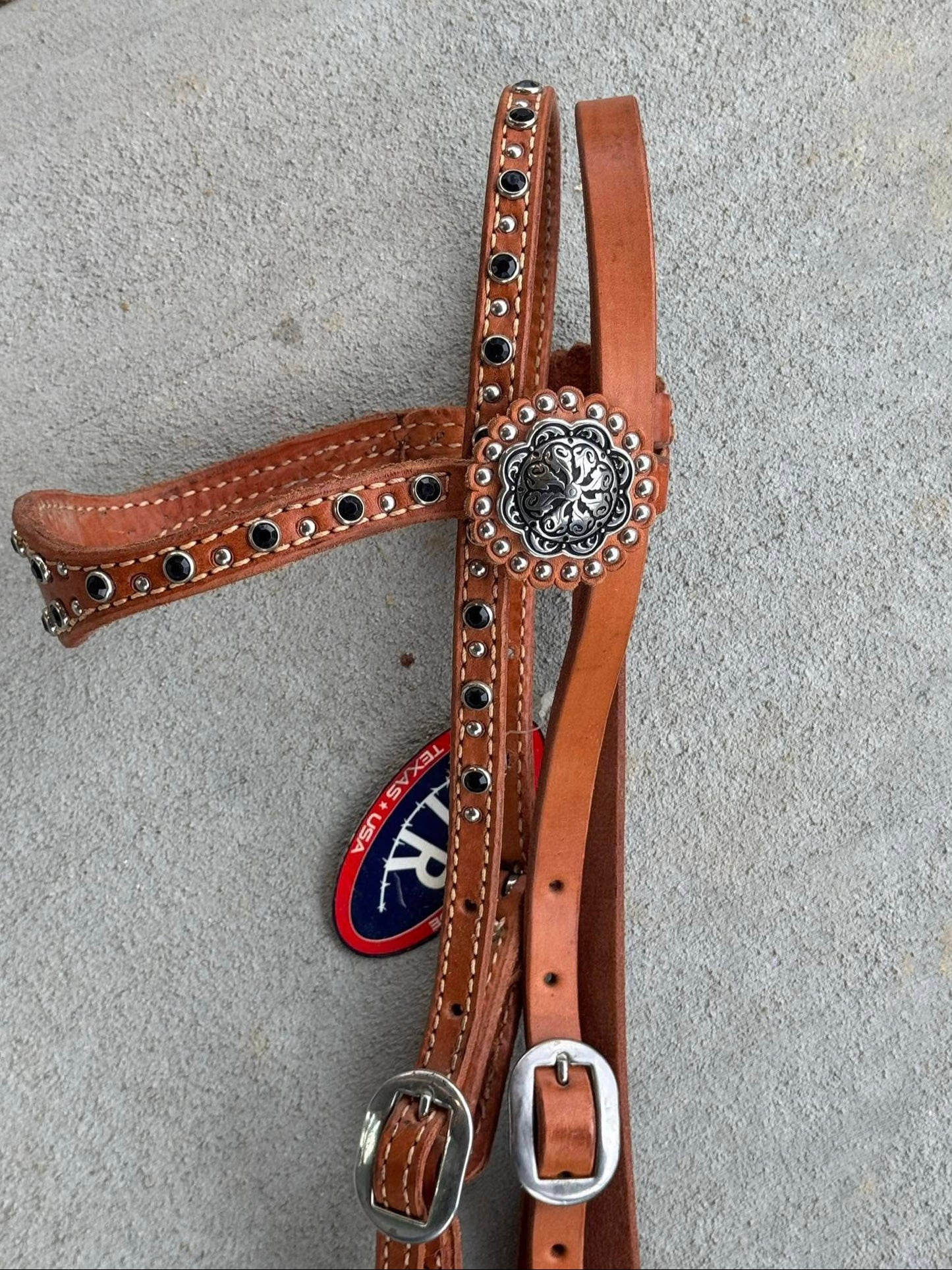 Black Rhinestone Scalloped Browband Headstall