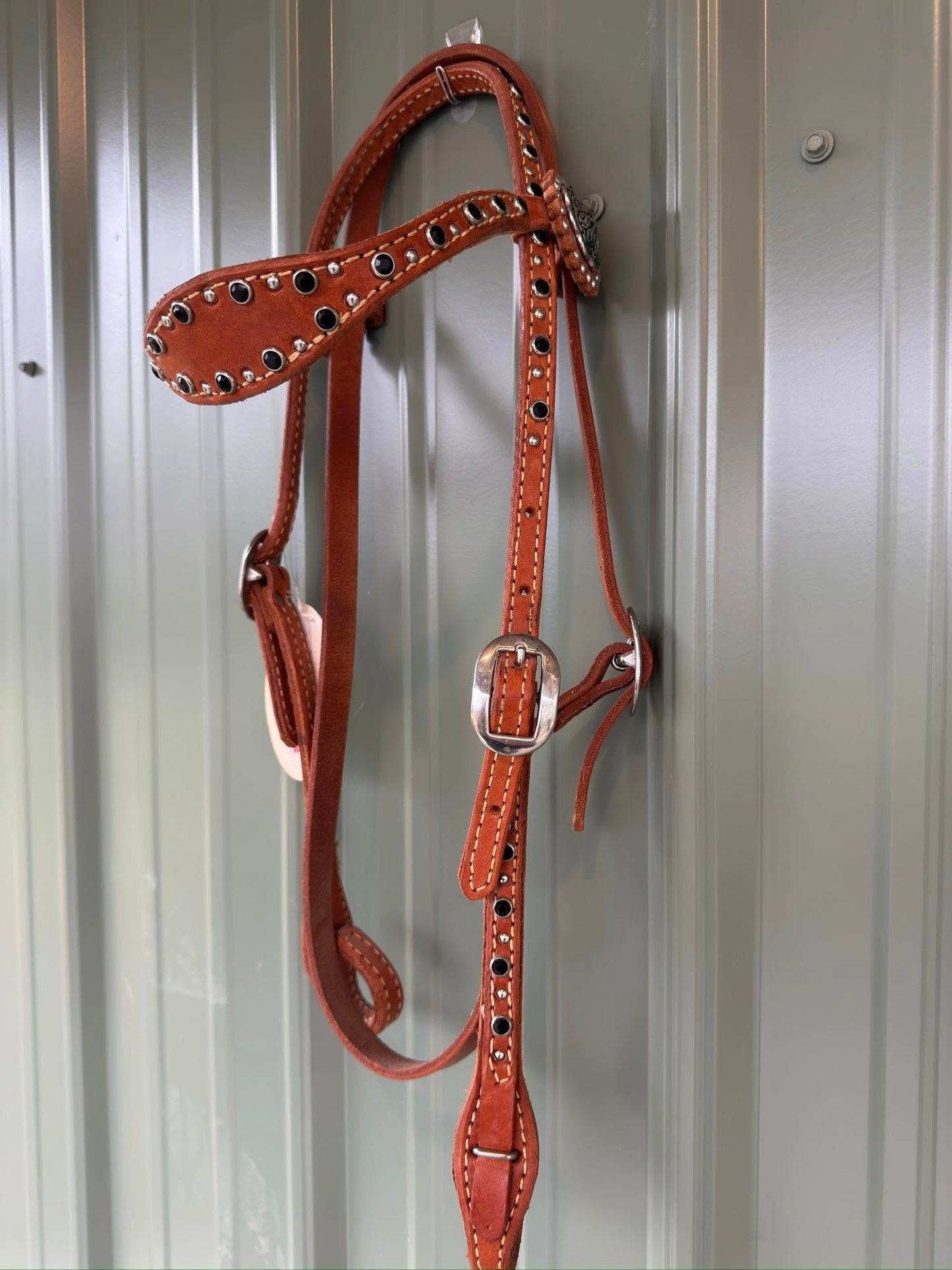 Black Rhinestone Scalloped Browband Headstall