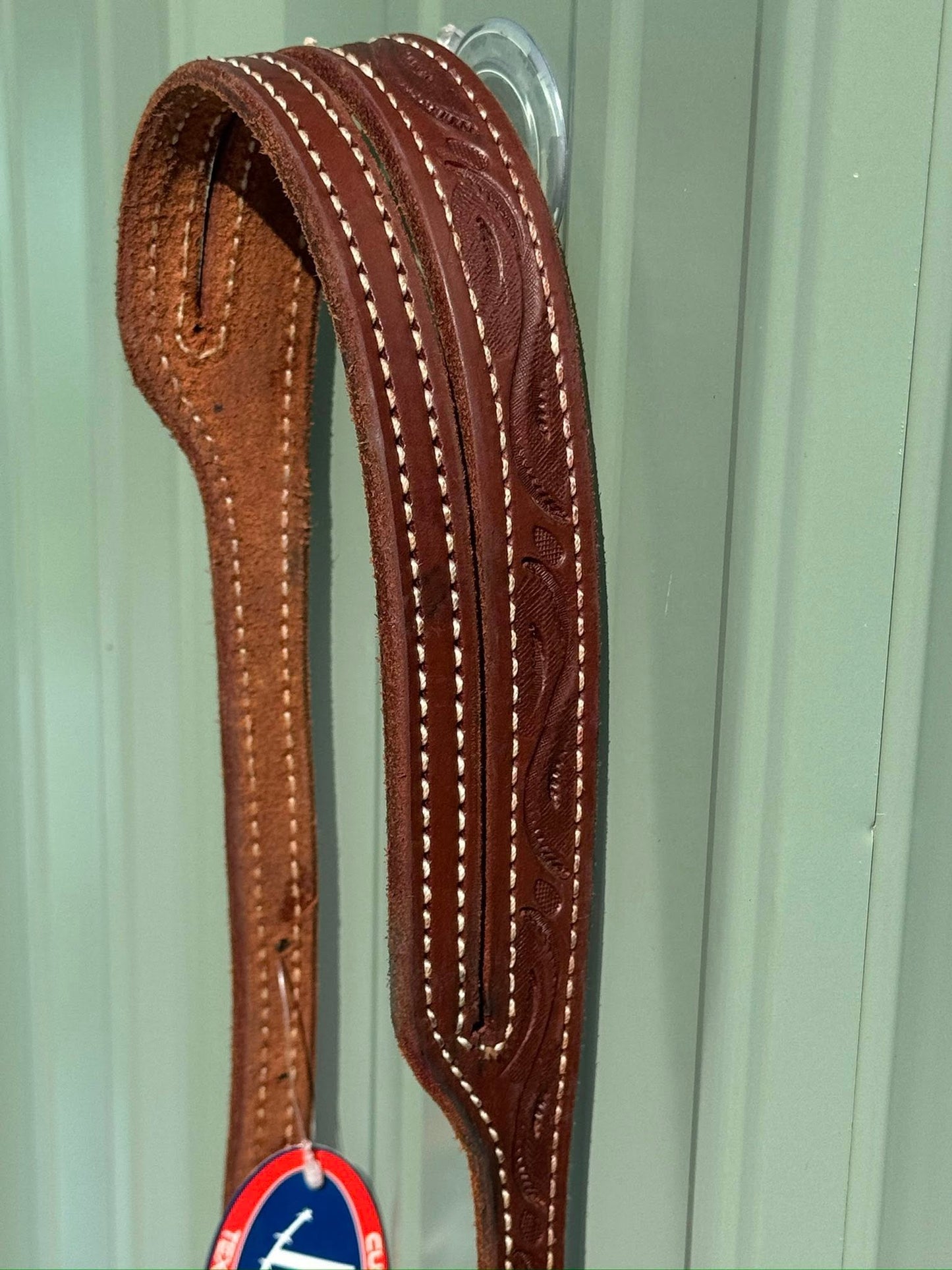 Cowboy Split One Ear Headstall – Hand Tooled Swirl Pattern