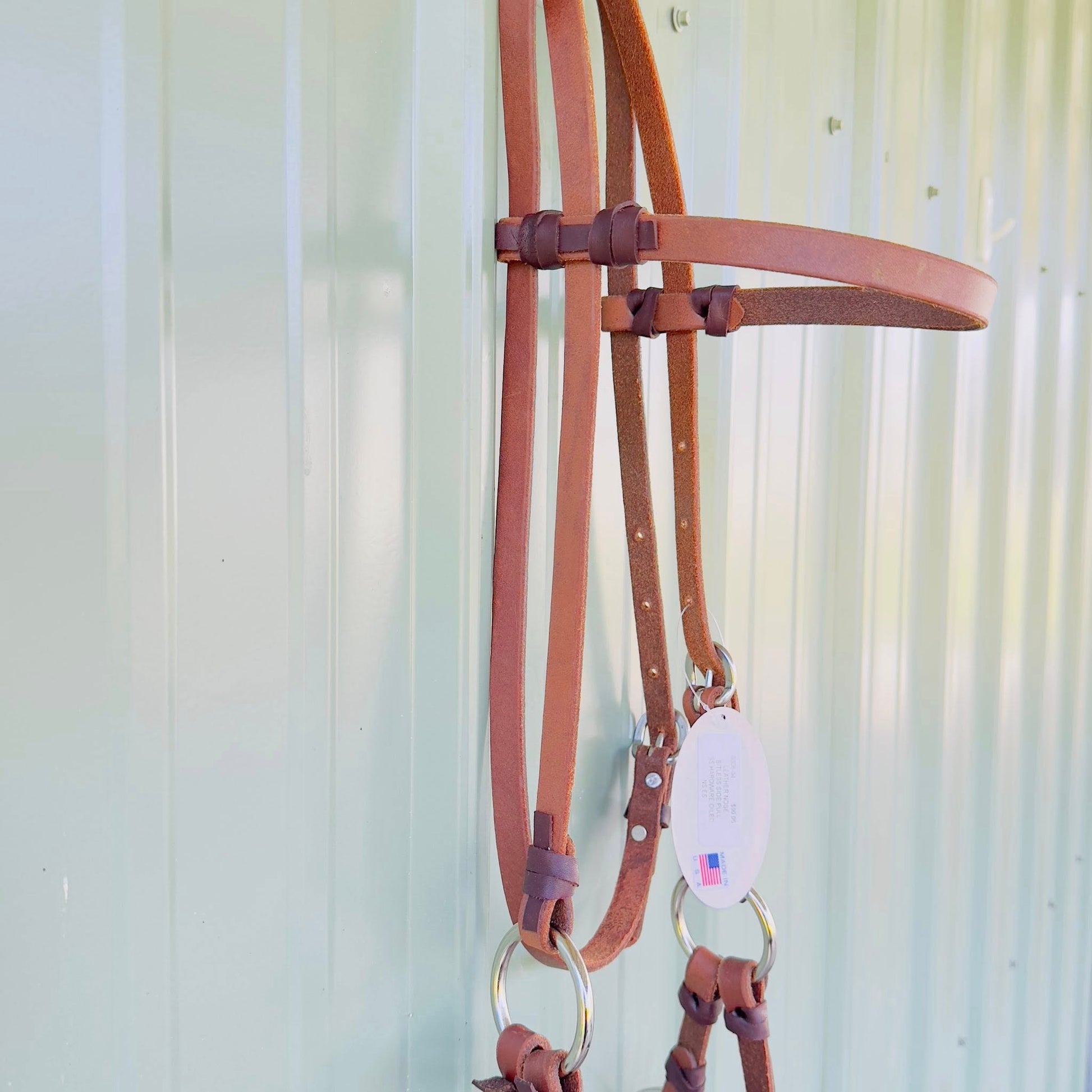 leather side pull headstall designed for training and trail riding