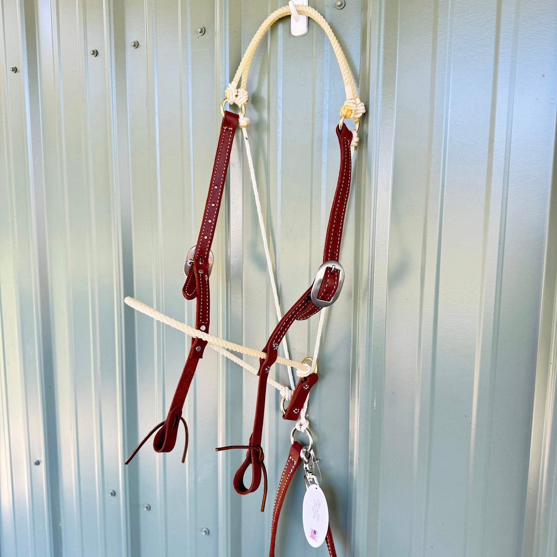 HR “Game Stopper” combo headstall with tie down strap – front view