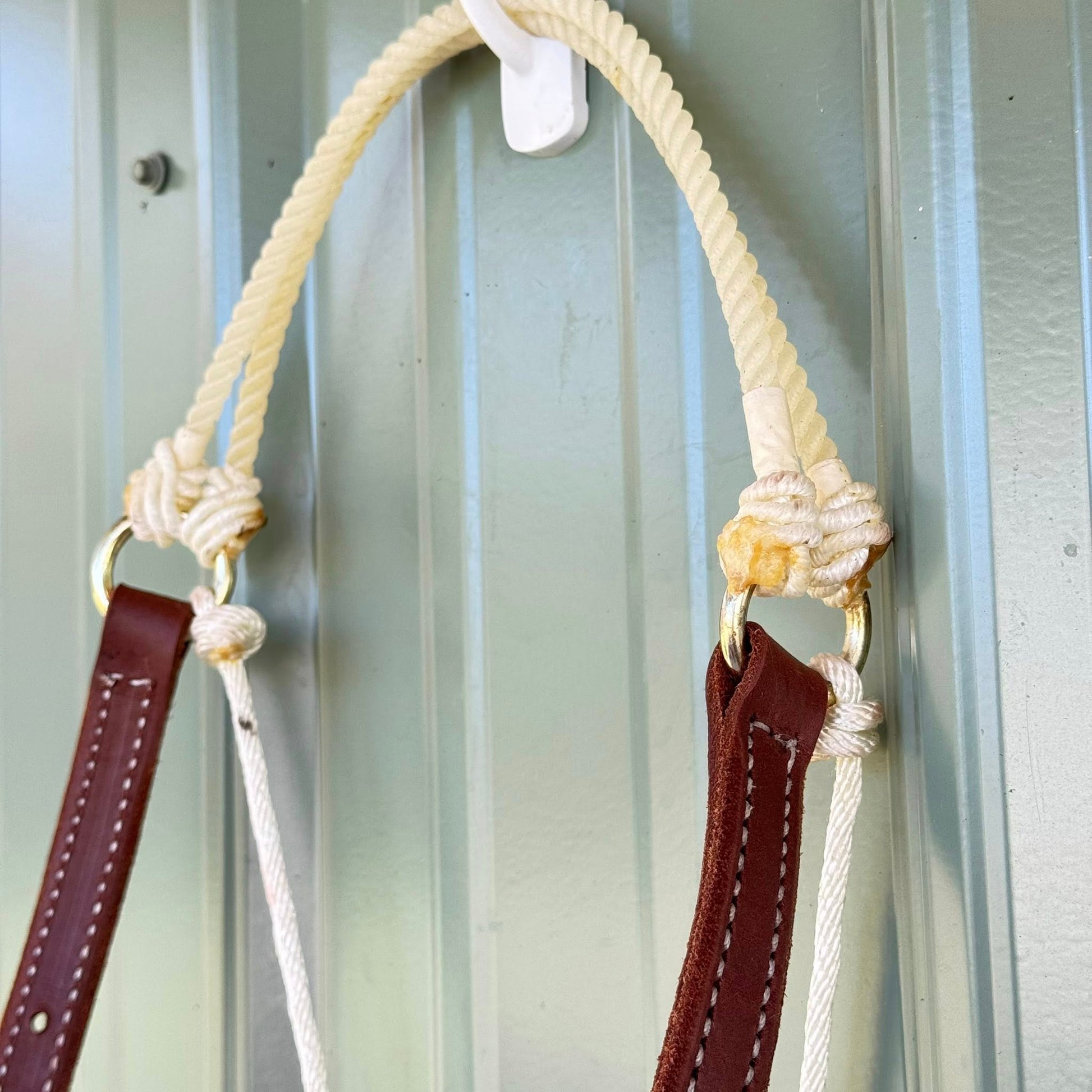 Close up of poll with lariat rope