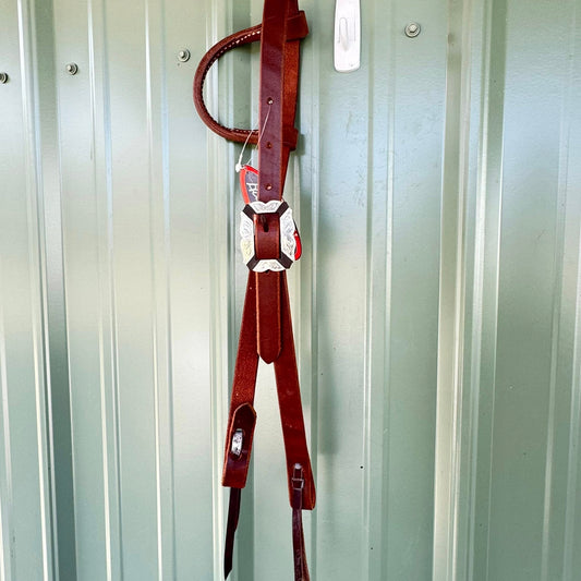 “3/4 inch premium leather sliding one ear headstall with cowperson buckle”