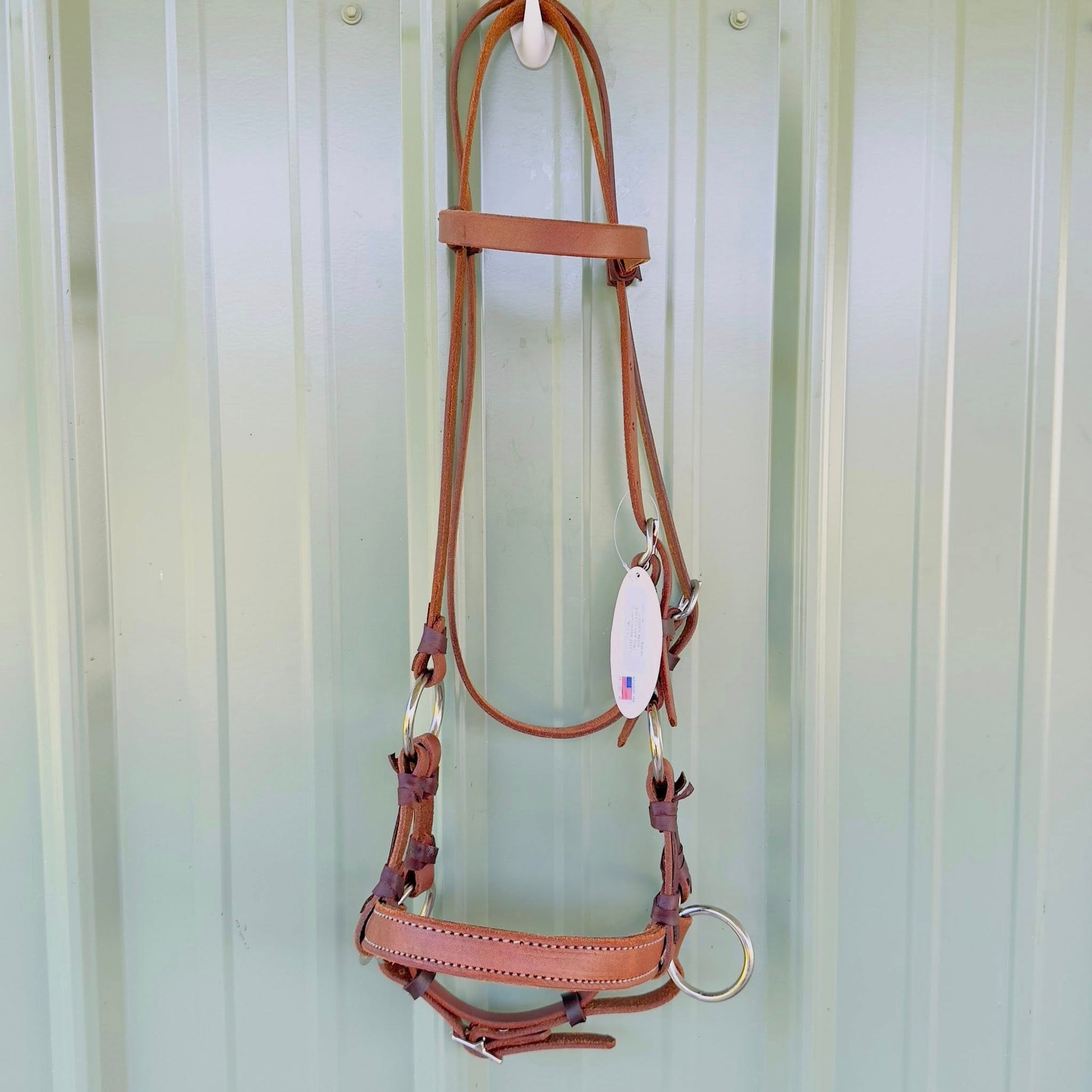 Leather nose bitless side pull bridle HR Saddlery front view