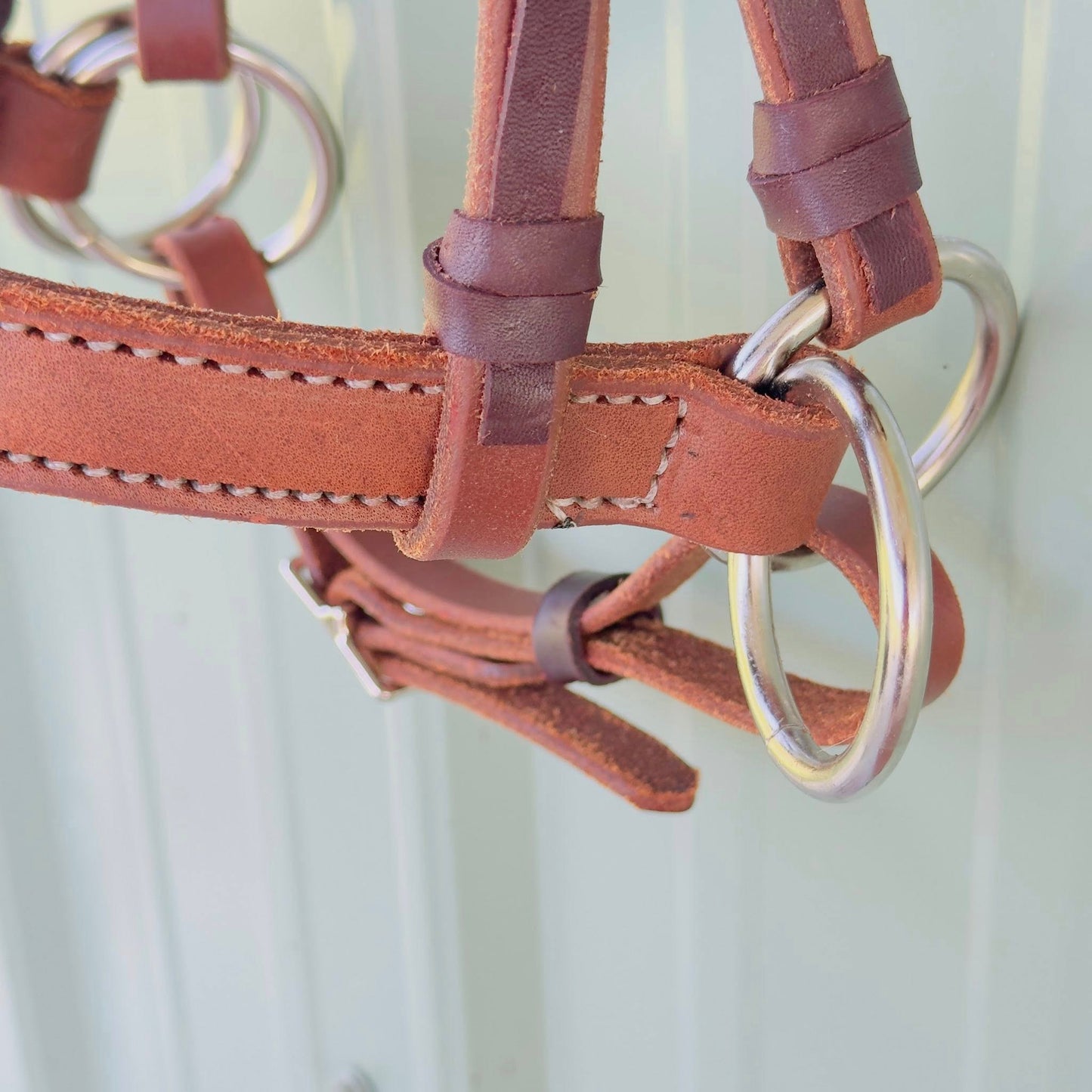 leather side pull headstall designed for training and trail riding